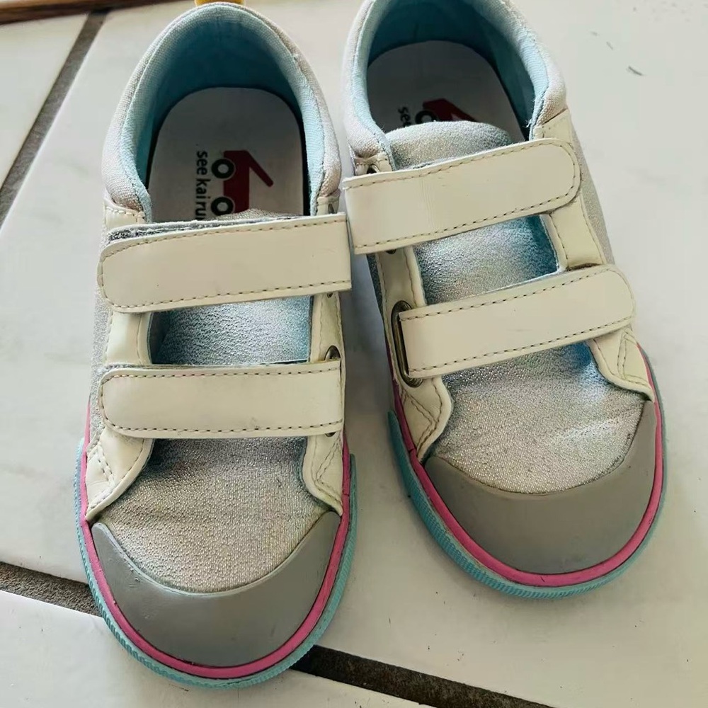 See Kai Run White and Gray Kids Sneakers